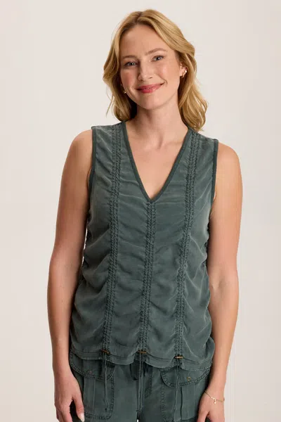 Xcvi Mitzi Twill Cinched Cord Tank In Green