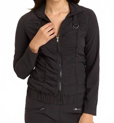 Xcvi Momentum Whisper Stretch Ruched Active Jacket In Black