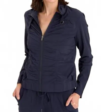 XCVI MOMENTUM WHISPER STRETCH RUCHED ACTIVE JACKET IN ROYAL