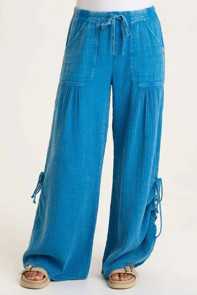 Xcvi Muriel Stripe Gauze Wide-leg Pant In Distress Wash Mykonos In Blue