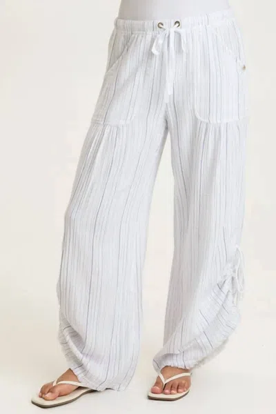 Xcvi Muriel Stripe Gauze Wide-leg Pant In White