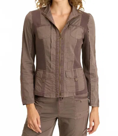 Xcvi Murphy Poplin Fitted Zip-up Jacket In Brown