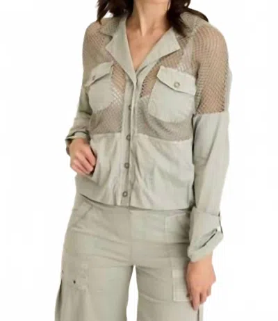 Xcvi Niels Poplin Mesh Jacket In Earl Grey Pigment In Green