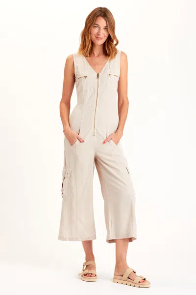 Xcvi Norris Crop Jumpsuit In Beige