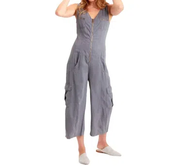 Xcvi Norris Crop Jumpsuit In Mid Blue Grey In Gray