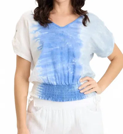 Xcvi Oko Jersey Cinched Top In Coastline In Blue