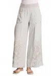 Xcvi Pheodora Embroidered Wide Leg Pants In Light Grey In Multi