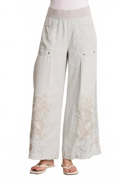 Xcvi Pheodora Embroidered Wide Leg Pants In Light Grey In Multi
