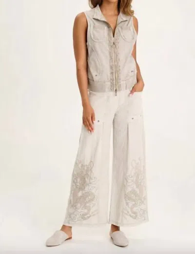 Xcvi Pheodora Embroidered Wide Leg Pants In Whitecap Pigment In Neutral
