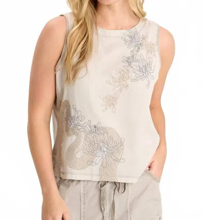 Xcvi Quan Twill Embroidered Tank Top In Whitecap Pigment In Multi