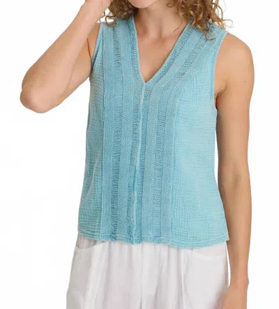 Xcvi Reid V-neck Tank In Distress Wash Waterfall In Blue