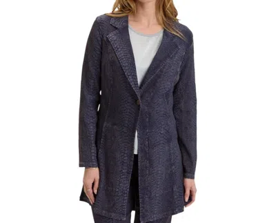 Xcvi Rhodora Long Blazer In True Navy Acid Wash