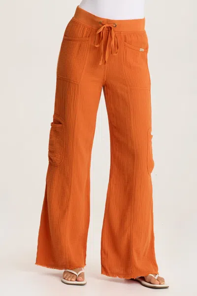 Xcvi Rizal Gauze Pocket Flare Pant In Orange