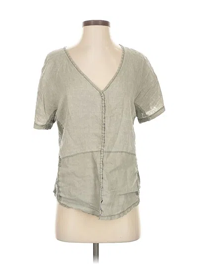 Pre-owned Xcvi Short Sleeve Henley Shirt In Gray