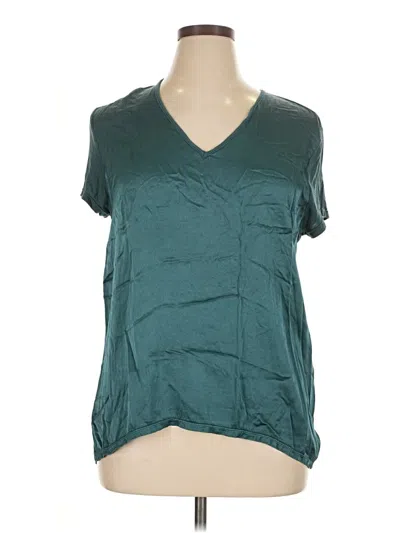 Pre-owned Xcvi Short Sleeve Top Teal V Neck Tops In Blue
