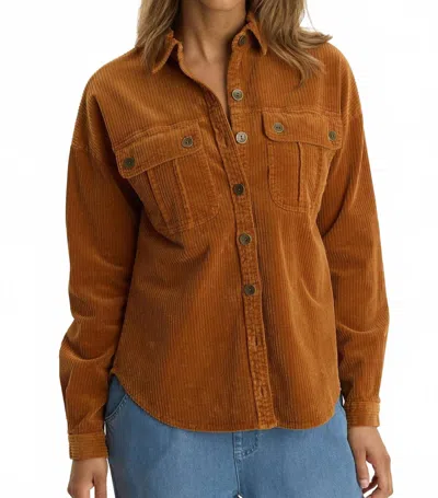 Xcvi Smithson Corduroy Shacket In Maple Glaze Pigment In Brown