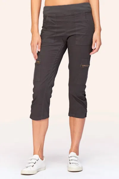 Xcvi Stretch Poplin Crop Pants In Charcoal In Black