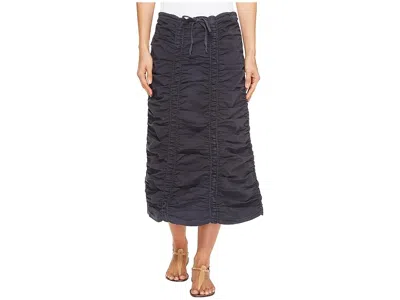 Xcvi Stretch Poplin Double Shirred Panel Skirt In Gray