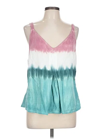 Pre-owned Xcvi Tank Top Teal Plunge Neckline Tops In Blue