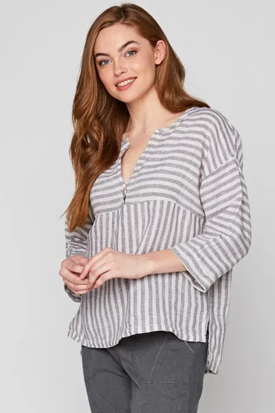 Xcvi The Striped Blouse In Grey