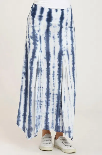 Xcvi Triste Skirt In Stone Blue/white Striped Tie Dye