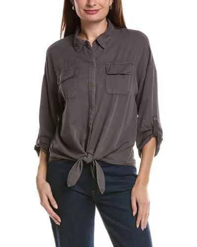 Xcvi Tyrell Tie Front Blouse In Purple
