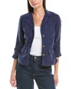 Xcvi Wearables Folksy Linen-blend Jacket In Blue