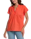Xcvi Wearables Idra Ruffle Linen-blend Top In Orange