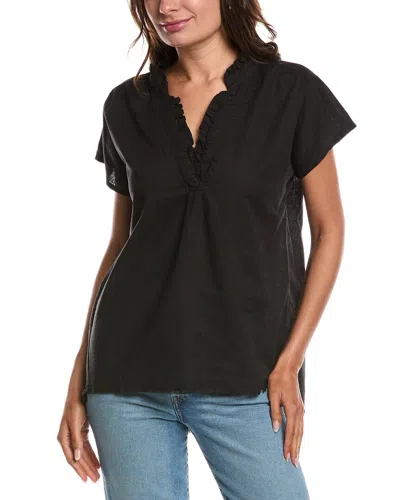 Xcvi Wearables Idra Ruffle Linen-blend Top In Black