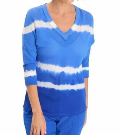 Xcvi Wearables Mesh Fira Pullover Top In Caravel Wash Cobalt In Blue