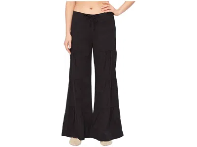Xcvi Wearables Terraced Wide Leg Stretch Poplin Pants Women's Clothing Black: Xl (women's 16) 31.5