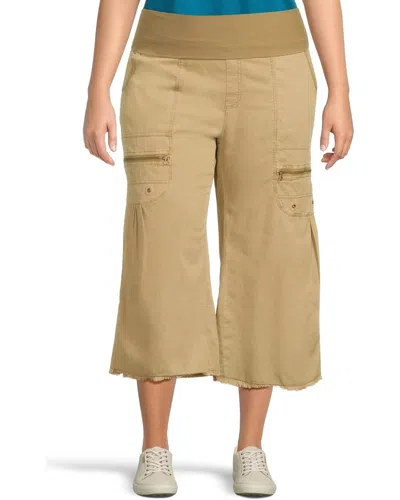 Xcvi Women's  Pasqual Crop Pants Linwood Sands Linen Elastic Waist Red1197 In Brown