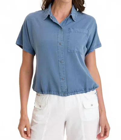 Xcvi Zane Snap Up Top In Blue In Transparent