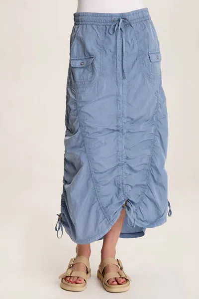 Xcvi Zeno Ruched Sporty Cargo Midi Skirt In Pacific Pigment In Multi