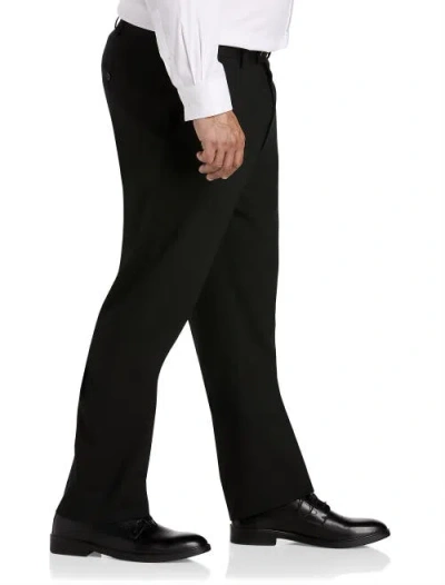 Xdmy Oak Hill By Dxl Perfect Fit Waist-relaxer Flat-front Suit Pants In Black