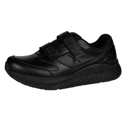 Xelero Men's Steadfast Walker Velcro Shoes - 6e Width In Black Leather