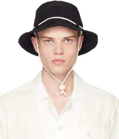 Xenia Telunts Black Drawstring Bucket Hat