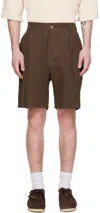 Xenia Telunts Brown Pleated Shorts In Brown