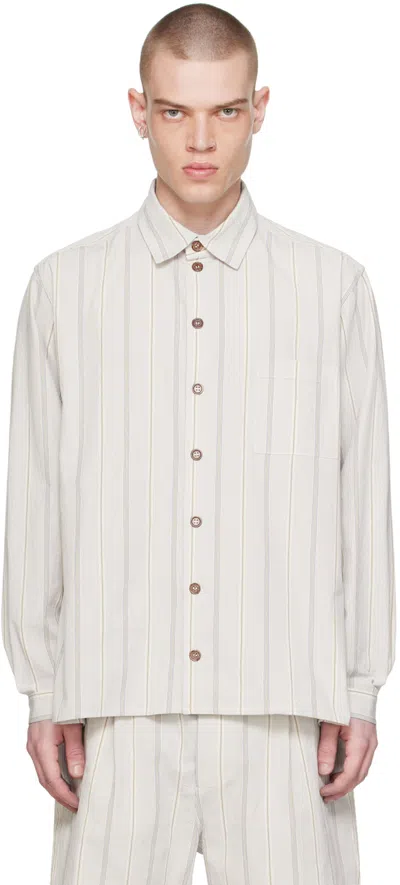 Xenia Telunts White & Blue Stripe Daily Shirt