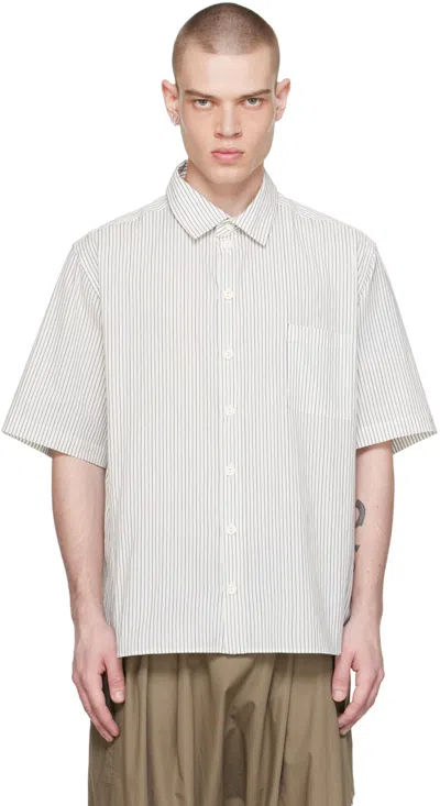 Xenia Telunts White Stripe Shirt In White And Blue Strip