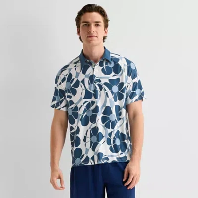 Xersion Athletic Mens Short Sleeve Polo Shirt In Blue