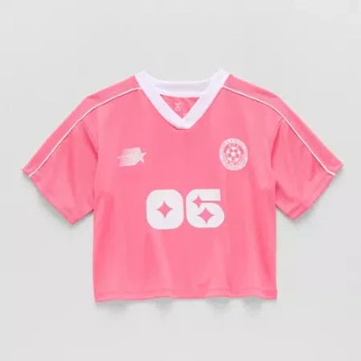 Xersion Big Kid Girls V Neck Short Sleeve Moisture Wicking Quick Dry Jersey In Pink