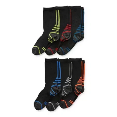 Xersion Kids' Boys 6 Pair Crew Socks In Black