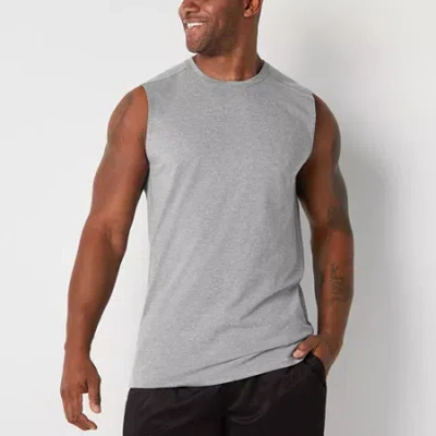 Xersion Cotton Mens Crew Neck Sleeveless Big And Tall Muscle T-shirt In Gray