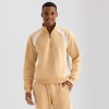 Xersion Cottone Fleece Blend Mens Long Sleeve Active Quarter-zip Pullover In Sand