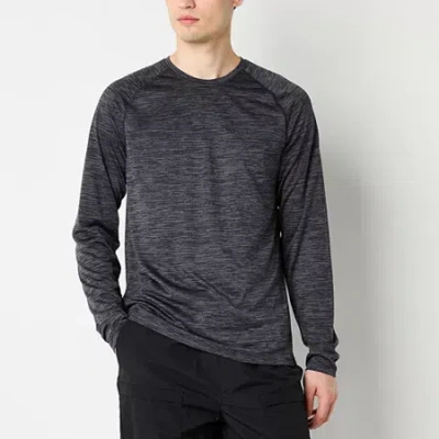 Xersion Everair Mens Crew Neck Long Sleeve Quick Dry Active T-shirt In Black
