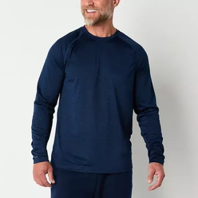 Xersion Everair Mens Crew Neck Long Sleeve Quick Dry Active T-shirt In Blue