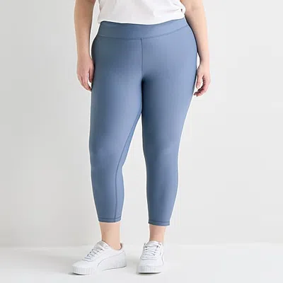Xersion Evercontour+ Womens High Rise 23" Plus Cropped Legging In Blue