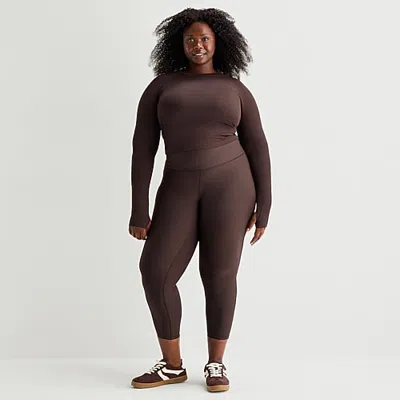 Xersion Evercontour+ Womens Quick Dry High Rise 25" Plus 7/8 Ankle Legging In Brown