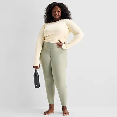 Xersion Evercontour+ Womens Quick Dry High Rise 28" Active Skinny Plus Full Length Leggings In Gray